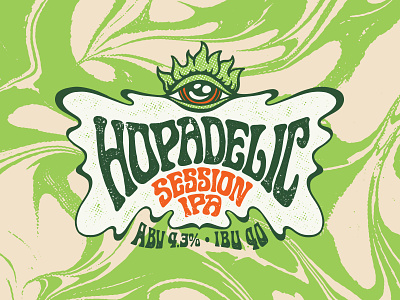 Hopadelic 60s beer brewery eye hippie hop lsd psychedelic retro stoner vintage