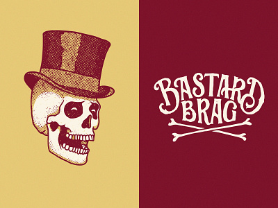 Bastard Brag bastard beer bones brag can cards gentleman hat lettering poker skull