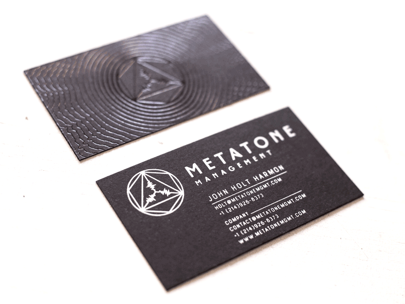 Metatone abstract bizcard black foil geometric geometry logo metatone sound stamp waves white