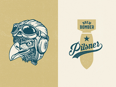 Brew Bomber beer bomb brew illustration logo pilot us vintage