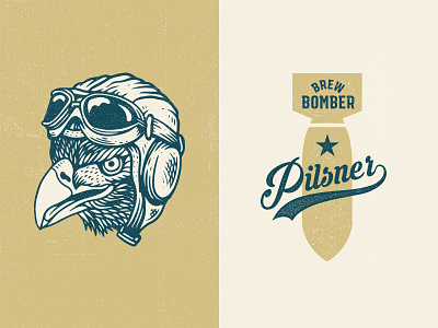 Brew Bomber beer bomb brew illustration logo pilot us vintage