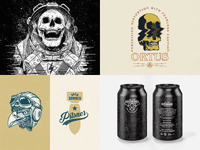 2018 beer grunge illustration logo ortus skull space vintage