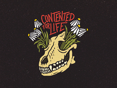 Contented For Life death flowers life ortus skull sticker wolf