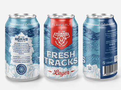 Fresh Tracks Mock beer blue brew bull can horns illustration lager mockup mountains snow witer