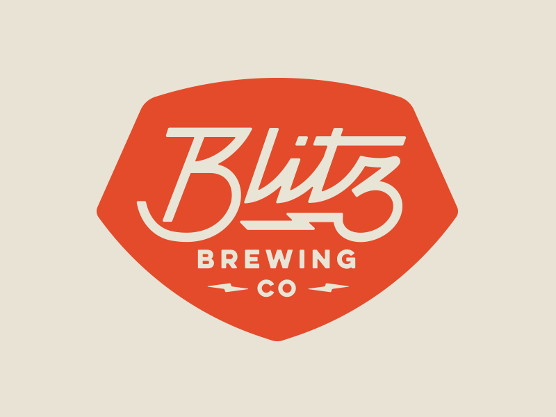 blitz brewing beer blitz bolt brewery brewing lettering logo motorcucle vintage