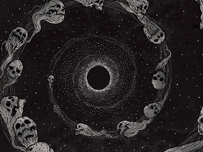 Divination band black hole cd cover cover dark space ghost illustration lost soul metal skull space spiral stars