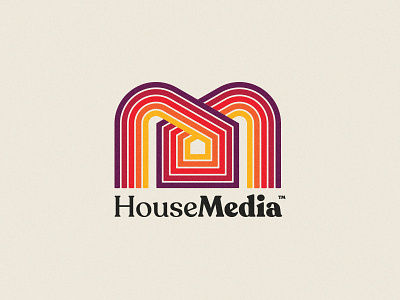 house media 80s abstract film futurism house logo media retro video