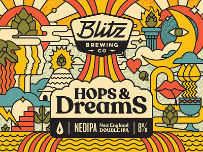 Hops and Dreams beer brewery brewing dreams geometric hop hops label moon snake sun trip