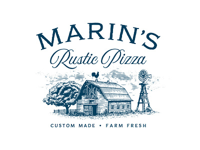 Marin's Rustic Pizza barn contry farm illusration logo pizza restaurant sanfrancisco vintage