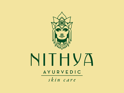 Nithya ayurveda cosmetic goddess logo lotus natural nature organic skincare