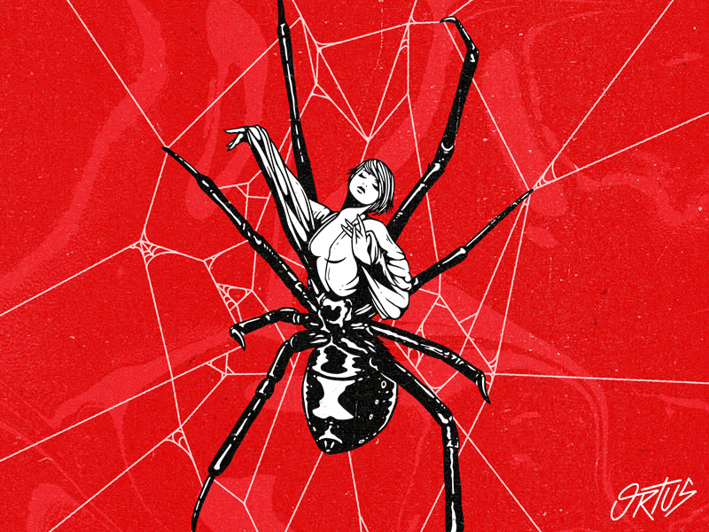 Caught by Surprise backstab blackwidow death illustration monster ortus sexy spider widow