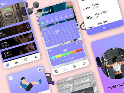 Fitness and Workout App beginner design figma fitness illustration mobileapp ui ux workout
