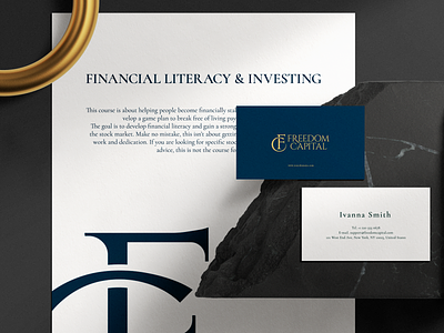 Financial academy logo and brand identity design graphic typography