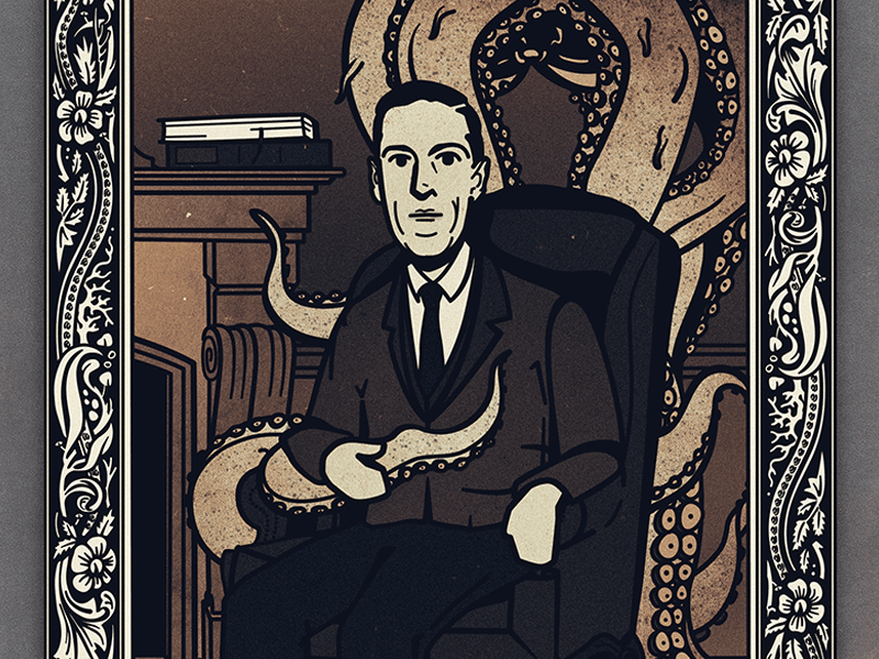 Young H.P. Lovecraft / gif portrait cthulhu fiction horror hplovecraft illustration gif lovecraft portrait
