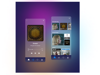Music Player with Glassmorphism Effect clean design design glass ui