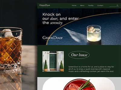 GreenDoor Cocktail Bar Web Layout app branding design graphic design illustration logo typography ui ux vector