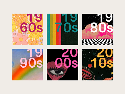 Spotify decade playlists 00s 2000s 60s 70s 80s 90s album cover decade mixtape music nostalgia playlist retro spotify