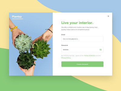 Daily UI 001 - Sign Up create account daily ui daily ui 001 modal plant plantzy sign up succulent ui