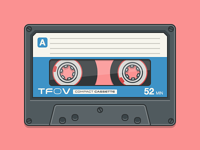Compact Cassette 2d cassette flat freebie illustration music simple sketch tape vector vintage