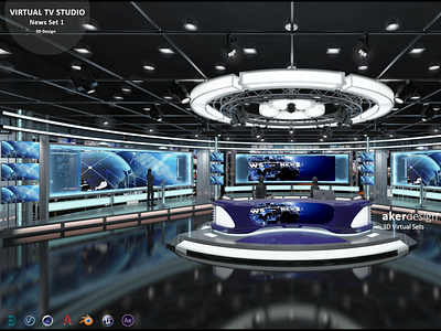 Virtual TV Studio News Set 1 3d broadcast cnn design illustration stage stand studio television tv