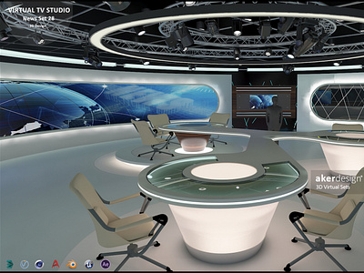 Virtual TV Studio News Set 28 3d branding broadcast design green media show stage studio television