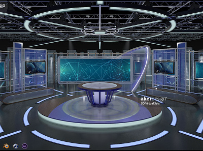 Virtual TV Studio News Set 5 green