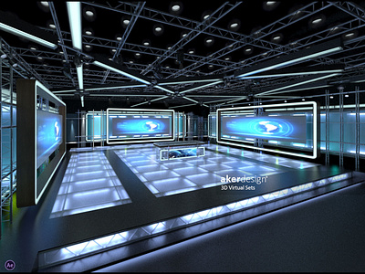 Virtual TV Studio News Set 8 3d animation branding graphic design motion graphics stand