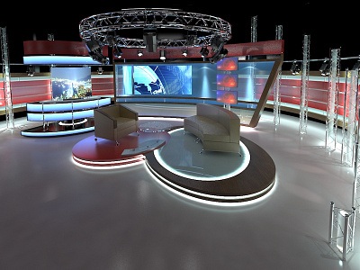 3D Virtual TV Studio Chat Set 1 3d broadcast communication digital illustration imaging lamp monitor set stage studio virtual