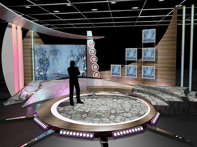 3D Virtual TV Studio Chat Set 11 3d broadcast design media news set production stage television tv set tv studio virtual set