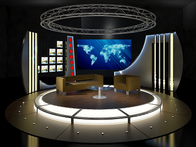 3D Virtual TV Studio Chat Set 19