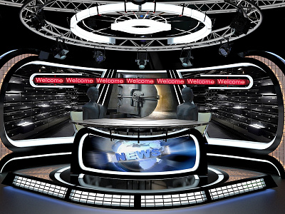 3D Virtual TV Studio News Set 34 3d abc broadcast cnn collection design exhibition fox furniture media nbc newsset podium production sports stage studio television tv tvset