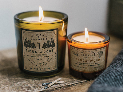 Out-of-Doors Candles candles hand drawn illustration label outdoors