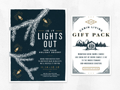 Holiday Collateral cabin christmas holiday illustration lights poster signage typography