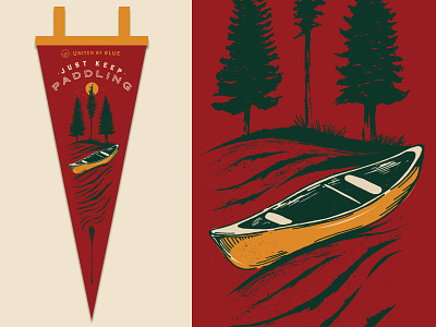 Just Keep Paddling canoe illustration paddle pennant
