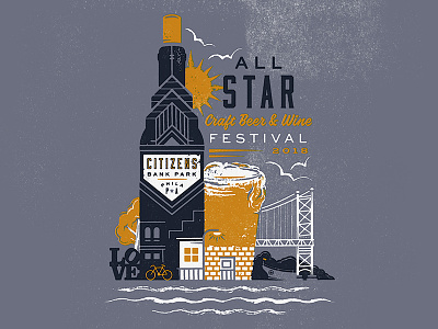 City Drink beer city festival illustration philadelphia philly screen print t-shirt wine