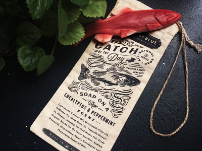 Catch of the Day Soap Bag bag fish illustration lockup packaging soap trout typesetting vintage