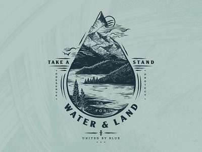 Take a Stand conservation illustration lake lockup mountains protect trees water