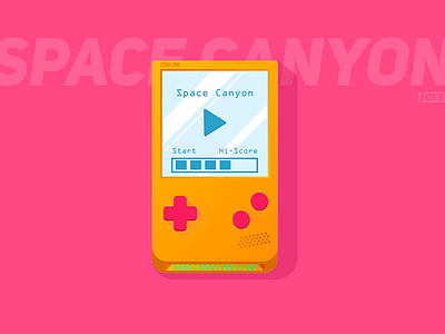 Space Canyon game illustration retro. vector