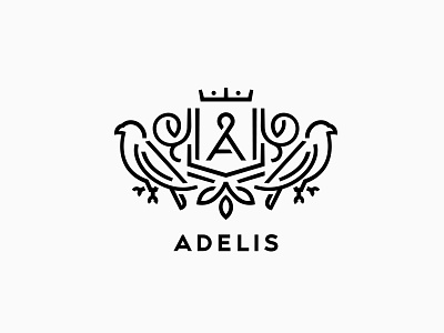 Adelis a crown falcon hawk heraldic linecraft logo shield