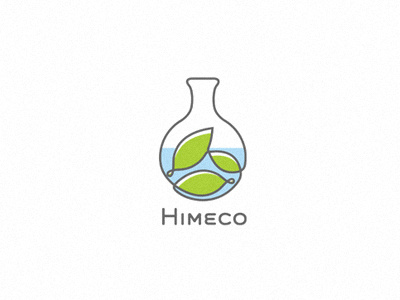 Himeco(for sale) boiling flask bulb chemistry eco leaf logo mark