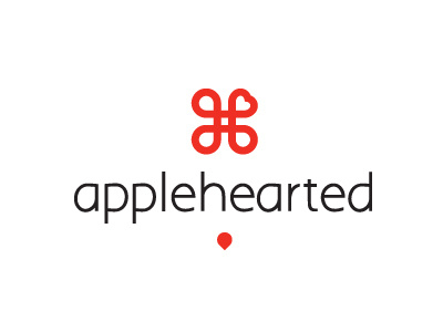 Applehearted apple command heart logo seed sign