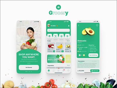 Grocery Store UI App Concept app design graphic design illustration typography ui ux