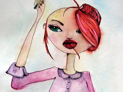 Trichotillomania girl eating fantasy girl hair trichotillomania watercolor