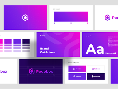 Podobox - Brand Guidelines box logo brand brand application brand guidelines brand identity brand usage branding gradient identity logo visual identity