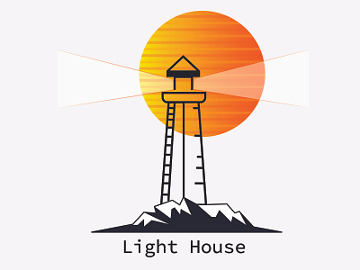 LIGHT HOUSE Minimal vector illustration. digital art digital illustration graphic design illustration light house logo concept logo design minimal minimalist minimalist design mountain sunshine vector vector logo