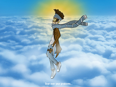 Soar Over Your Problems... character design illustration