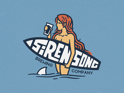 Siren Song Brewing Co. beer branding beer logo branding brewery logo brewing company craft beer handdrawn logo microbrewery mockups ocean san diego seltzer shark siren surf logo surfer typography weekly logo challenge woman logo