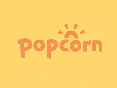 Popcorn branding corn custom type food logo hand drawn illustration kernel lettering orange penandmug pop popcorn popcorn cart summer sun sunshine typography weekly logo challenge wordmark yellow