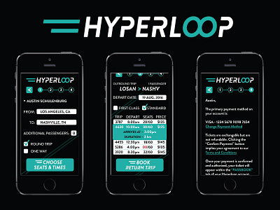 Hyperloop Ticketing App app austin black design hyperloop interface nashville screen sharp ticket ui ux