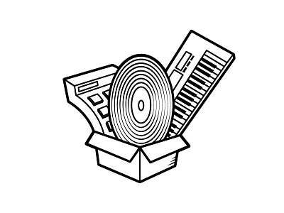 Logo Linework austin box brand drum illustration keyboard linework logo music nashville pad record